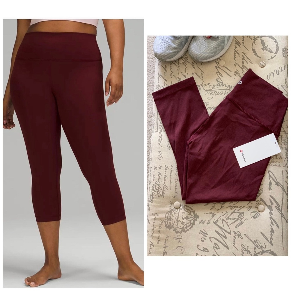NWT Lululemon Wunder Under High-Rise Crop 21" Size 8 in Red Merlot